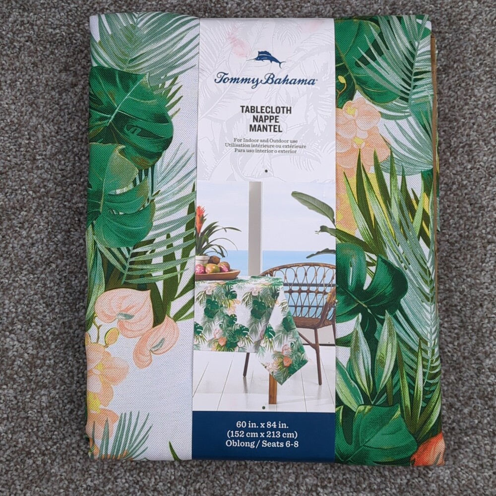 Tommy Bahama Tablecloth 60x84 Oblong Palm Philodendron Leaf Indoor Outdoor